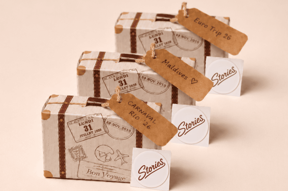 Three handcrafted suitcase keepsakes